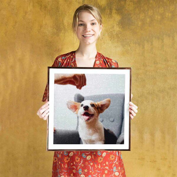 art et diamants diamond painting broderie diamant animaux collection personnalise chien broderie femme tenant tableau art et diamants diamond painting broderie diamant animaux collection personnalise chien broderie femme tenant tableau